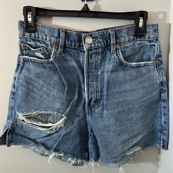 Garage Blue Distressed Jean Shorts - Picture 1 of 3